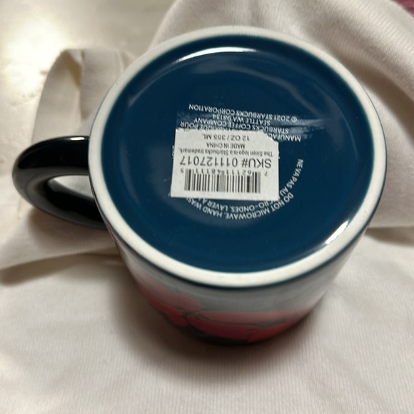 Starbucks, poinsettia, coffee mug, with poinsettia graphics all around mug - Picture 3 of 4